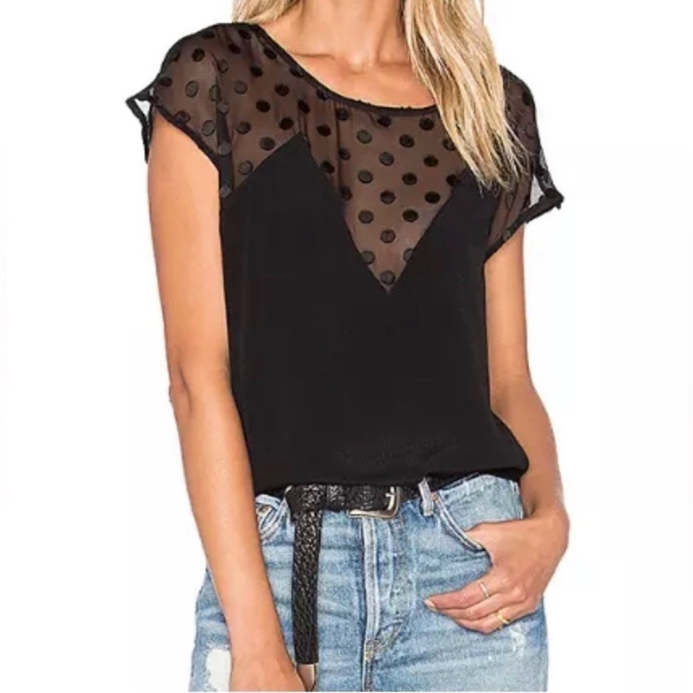 Lovers + Friends Women's Black
Emrey Sleeveless Classic Black Polka
Dots Blouse